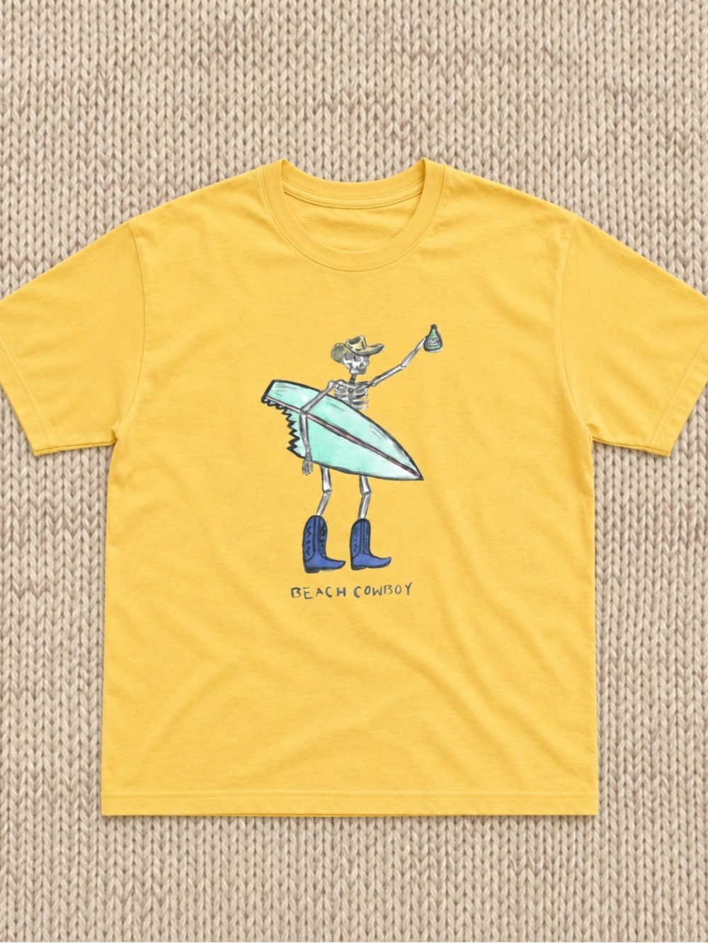Gildan Yellow Beach Cowboyy Graphic Tee